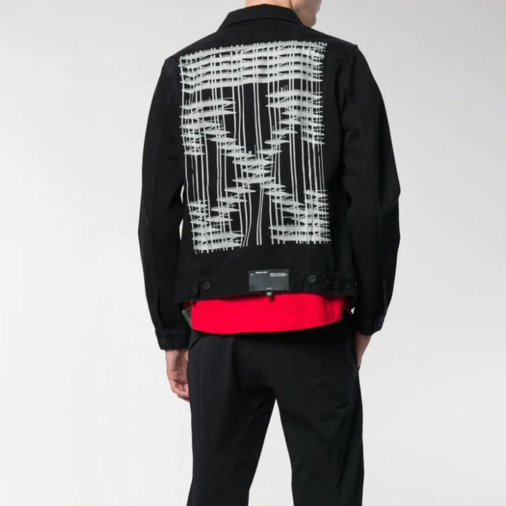 Off-White Reflective Arrows Print Slim Denim Jacket